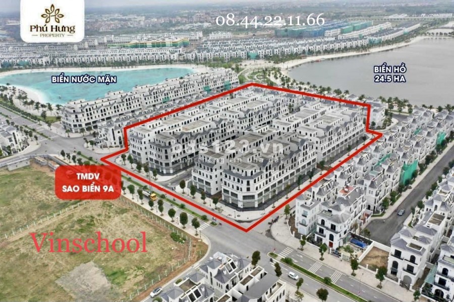 Shophouse Sao Biển 9A nằm ngay giữa 2 biển hồ của dự án Vinhomes Ocean Park giá từ 26tr/m2