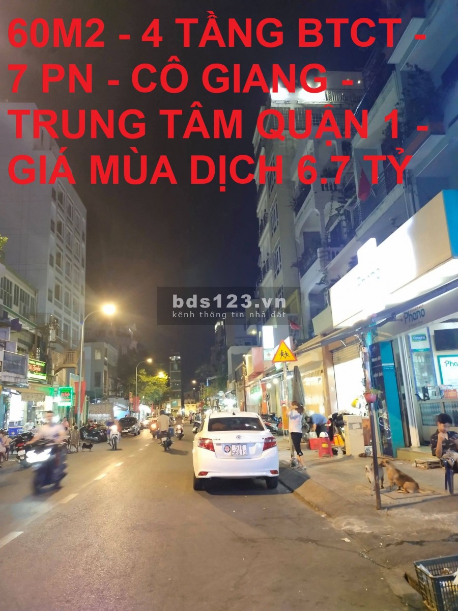 Bán nhà cho thuê 4 tầng BTCT 7PN Cô Giang Quận 1 dt 60 m2 giá rẻ chỉ 6.7 tỷ