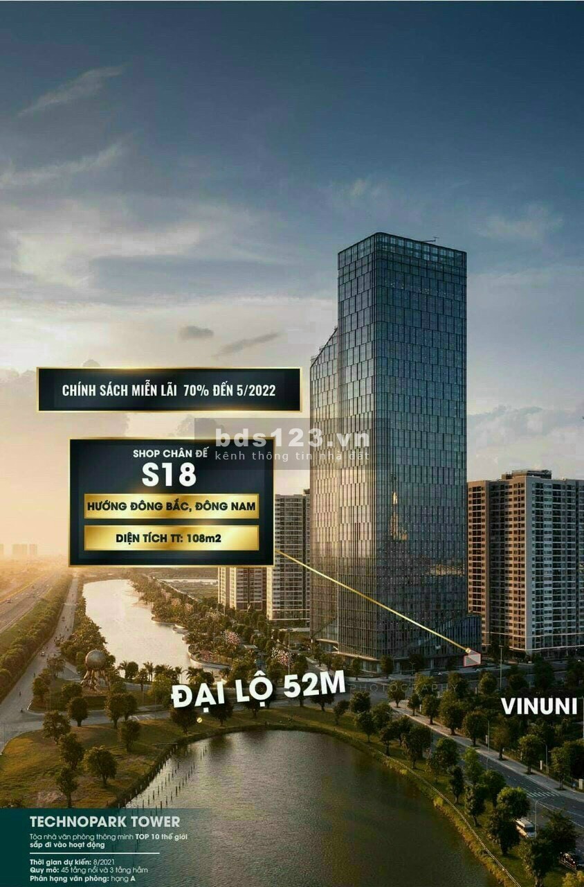 Shophouse chân đế tòa nhà Teachno Park - Vinhomes Ocean Park, giá bán 32 tỷ, sổ sẵn