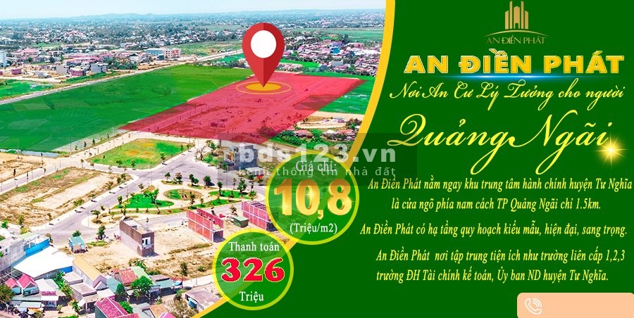 Bán Đất Đô Thị Vệ Tinh Phía Nam thành phố Quảng Ngãi, giá bán cực mềm, sổ chính chủ