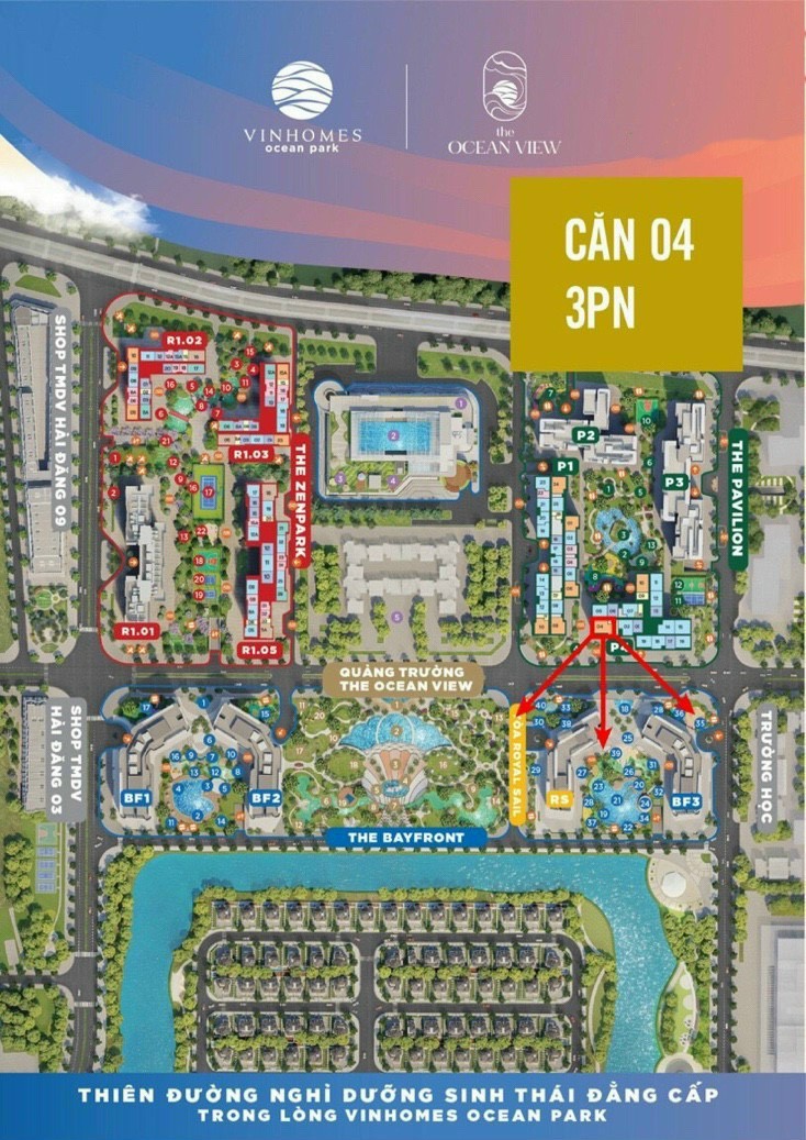 Căn hoa hậu 3PN đẹp nhất tại tiểu khu Pavilion Vin OCP, ls 0% trong 30th, view quảng trường 1.5ha