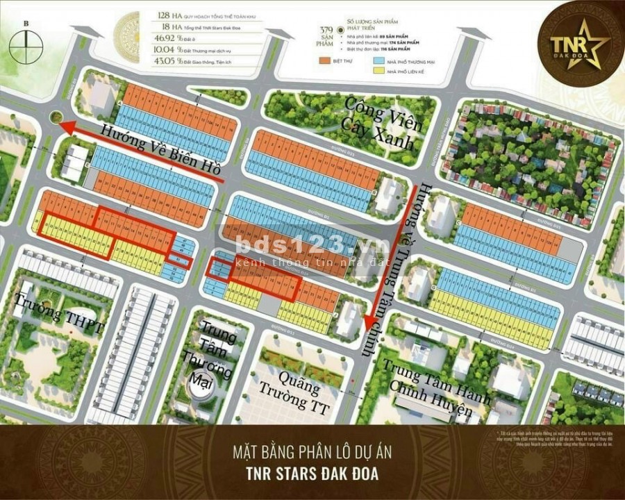 Khu đô thị TNR Stars Đak Đoa Gia Lai, tiện ích đầy đủ, giá bán bao tốt