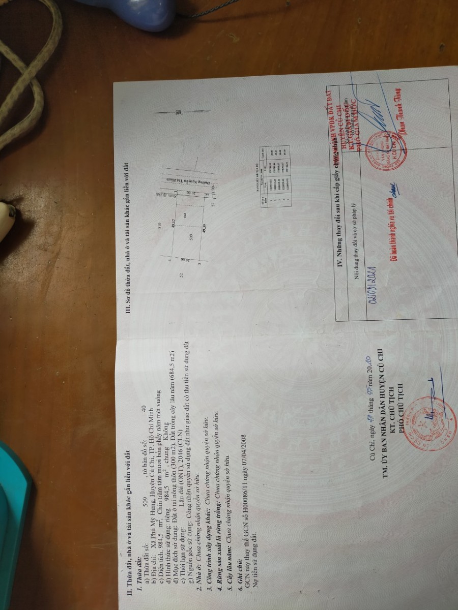 Bán đất diện tích 984m2 mt Nguyễn Thị Rành xã Phú Mỹ Hưng huyện Củ Chi