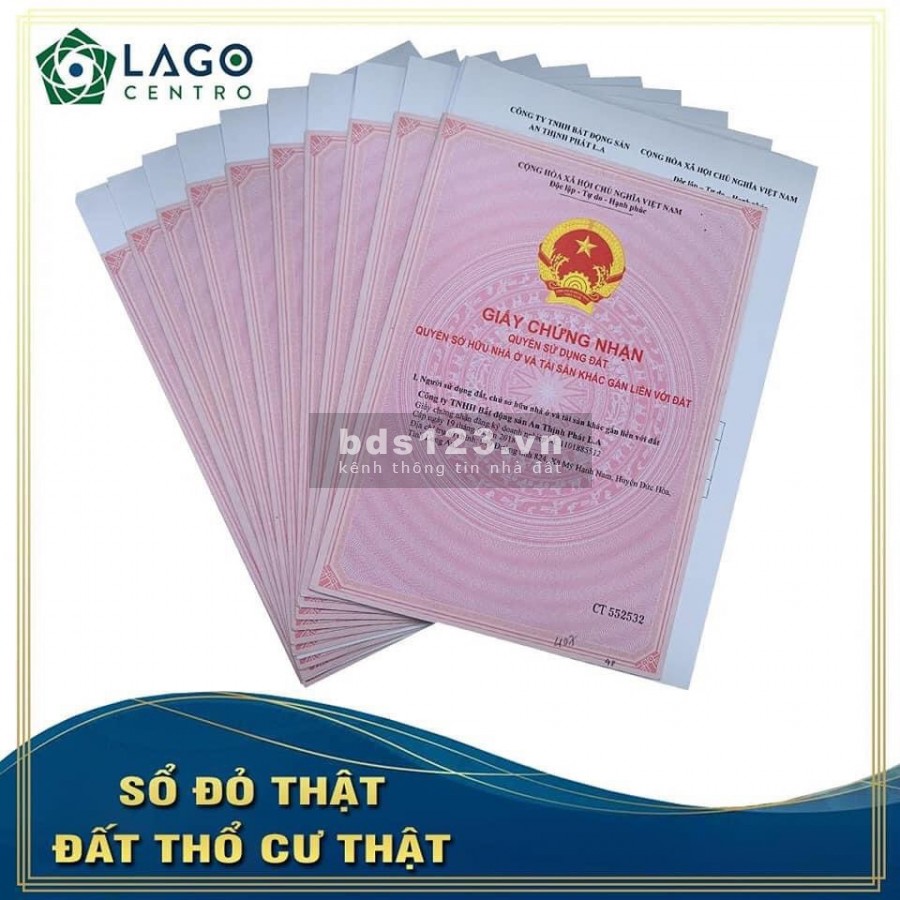 Bán đất nền liền kề dự án lago centro, sổ đỏ từng nền,hỗ trợ vay 70%