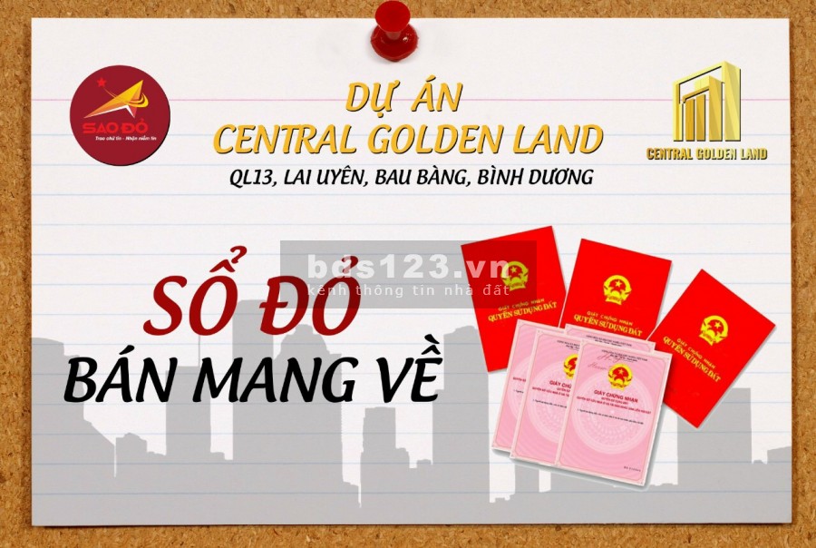 Khu đô thị Central Golden Land Bàu Bàng Bình Dương, liên hệ 0949532243, sổ sẵn