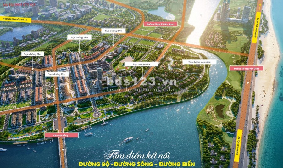 Bán Lô Góc Đối Diện Chợ, Công Viên, Gần Sông và Biển, giá bán 2.54 tỷ, sổ sẵn