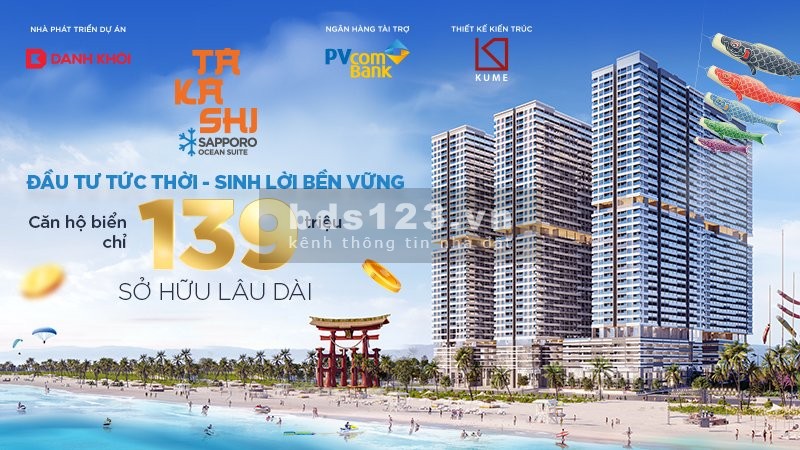 Căn hộ nghĩ dưỡng cao cấp Takashi Kỳ Co Quy Nhơn, giá bán 1.6 tỷ, sổ sẵn bàn giao ngay