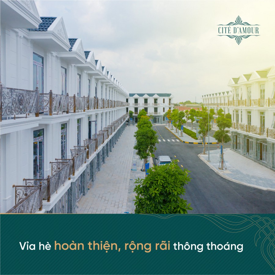 Mua nhà sang Cite D'Amour - tặng 5 chỉ vàng nhà phố kiểu mẫu xây sẵn 1 trệt 2 lầu, SHR, bank 75%