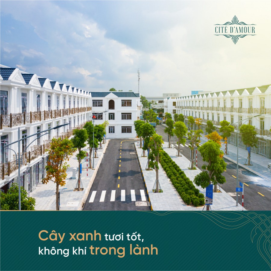 Mua nhà sang Cite D'Amour - tặng 5 chỉ vàng nhà phố kiểu mẫu xây sẵn 1 trệt 2 lầu, SHR, bank 75%