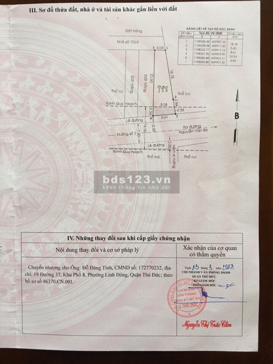 Cần bán nhà mặt tiền kinh doanh, đường số 3, P.Trường Thọ, Thủ Đức, Hồ Chí Minh