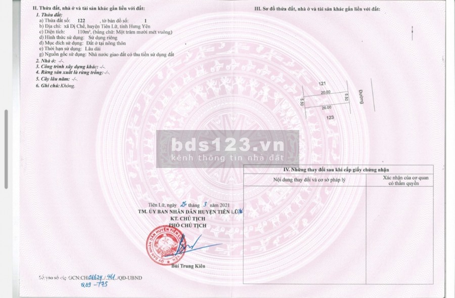 Bán đất nền khu dân cư Dị Chế, Tiên Lữ, Hưng Yên, đã có sổ đỏ chính chủ