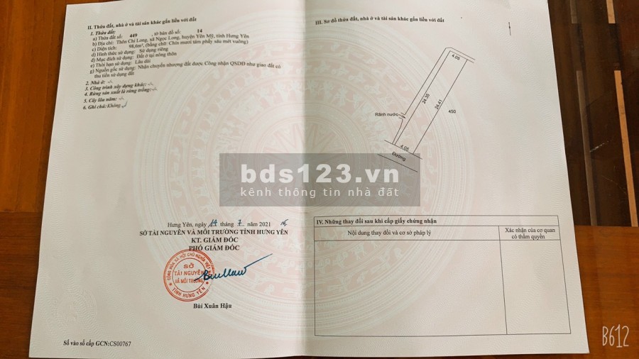 Bán đất cạnh khu công nghiệp Ngọc Long, Yên Mỹ, Hưng Yên, lh 0987965965