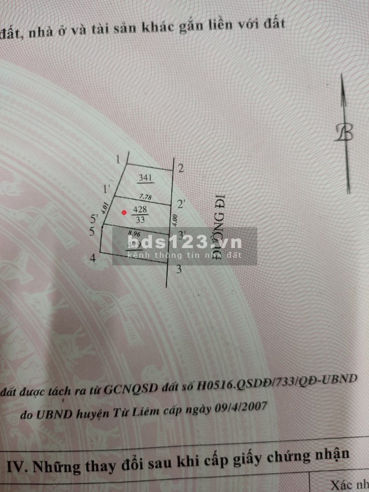 Bán đất 33m2 mt 4m khu tái định cư Xuân Phương, Trịnh Văn Bô, giá. bán 3.4 tỷ