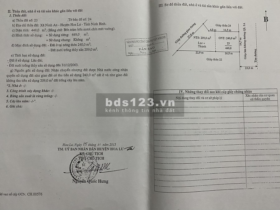 Bán nhà 2 tầng mặt đường quốc lộ 1A, Xuân Mai, Ninh An, Hoa Lư, Ninh Bình