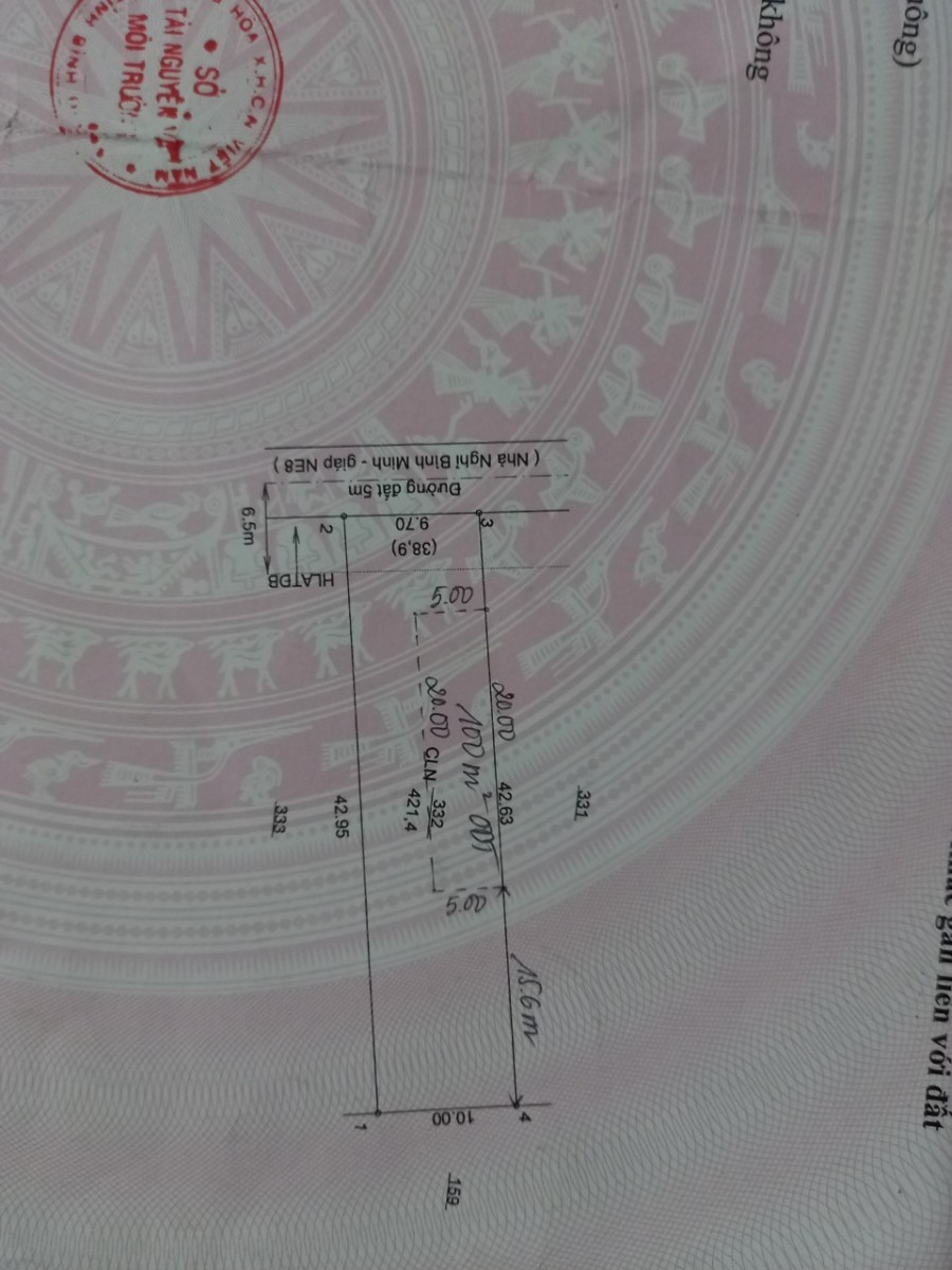 Do kẹt tiền làm ăn nên tôi cần bán gấp lô đất diện tích 420m2, giá bsn 5.5 tỷ, lhcc