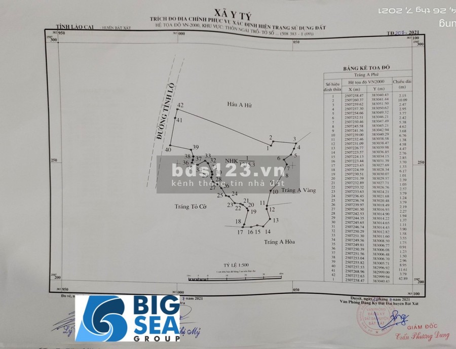 Bán đất thôn Ngải Trồ, trung trâm Y Tý diện tích sử dụng 1215m2, bàn giao trong ngày