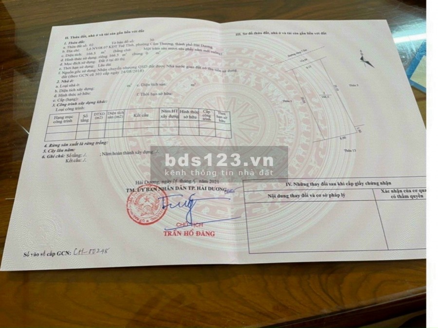 Bán đất nhà vườn Tuệ Tĩnh, dt 166.5m2, mt 8.15m, hướng bắc, đường rộng, giá 29 tr/m2