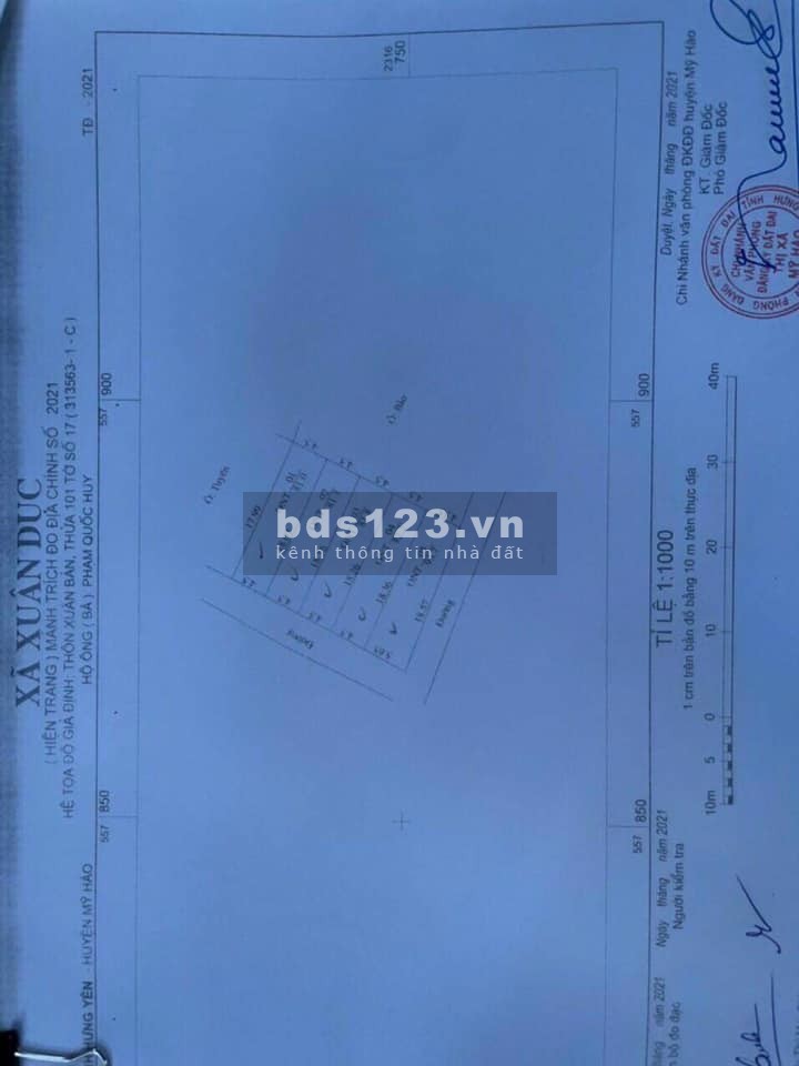 Bán đất thổ tại Xuân Bản Xuân Dục Mỹ Hào Hưng Yên pháp lí chính chủ, bao sang tên