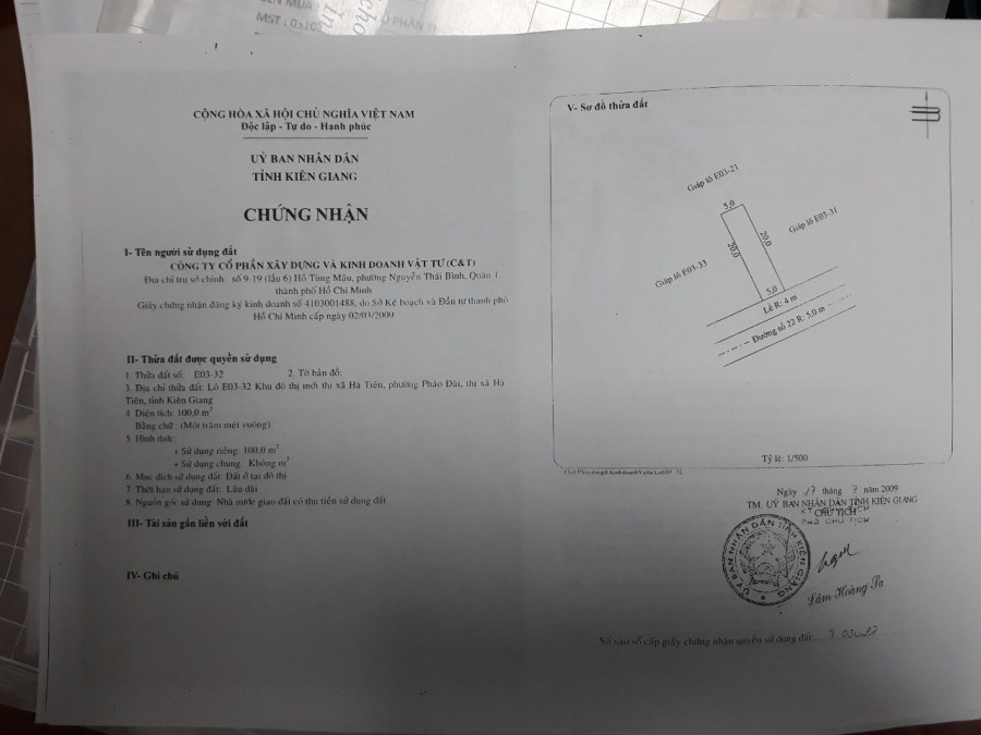Cần Bán Gấp Lô Đất Khu Lấn Biển Hà Tiên giá tốt Kiên Giang, giá bán 1.2 tỷ