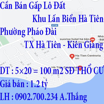 Cần Bán Gấp Lô Đất Khu Lấn Biển Hà Tiên giá tốt Kiên Giang, giá bán 1.2 tỷ
