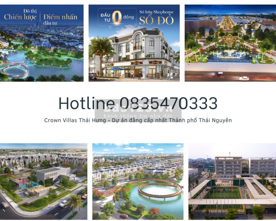 Đầu tư Liền kề, Shophouse, Biệt thự chỉ 0 đồng, nhận ngay sổ đỏ tại Crown Villas Thái Hưng