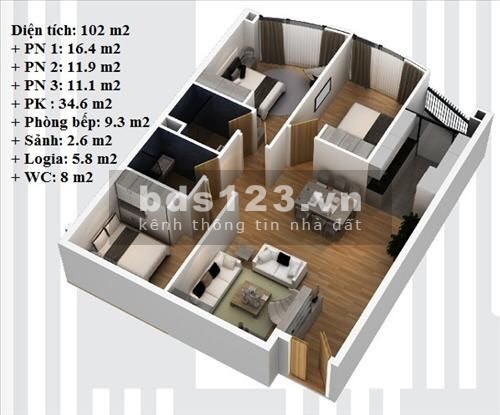 Chính chủ bán căn hộ chung cư Ngoại Giao Đoàn - Bắc Từ Liêm, DT 102m2, LH 0944596256 chính chủ