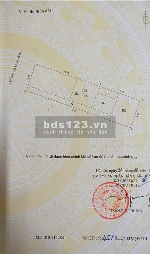 Bán nhà MP Nguyễn Lương Bằng 3 tầng diện tích 86m2 MT 4,5m giá 21 tỷ. LH 0912442669