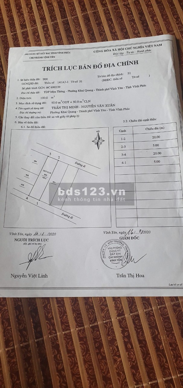 Bán lô đất 100m2 hai đầu đường Khai Quang Vĩnh Viễn, giá chỉ 1.2x tỷ