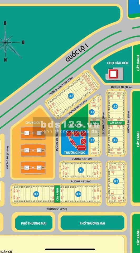 Kẹt Tiền cần sang nhượng 1 lô đối diện chợ Bàu Xéo mặt tiền Quốc lộ 1A, sỗ sẵn