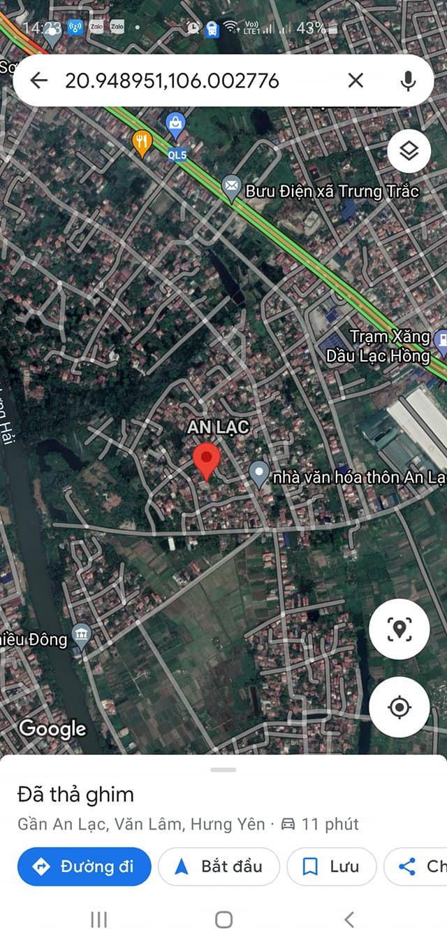 Bán đất An Lạc Trưng Trắc Văn Lâm Hưng Yên gần Khu Công Nghiệp Phố Nối A