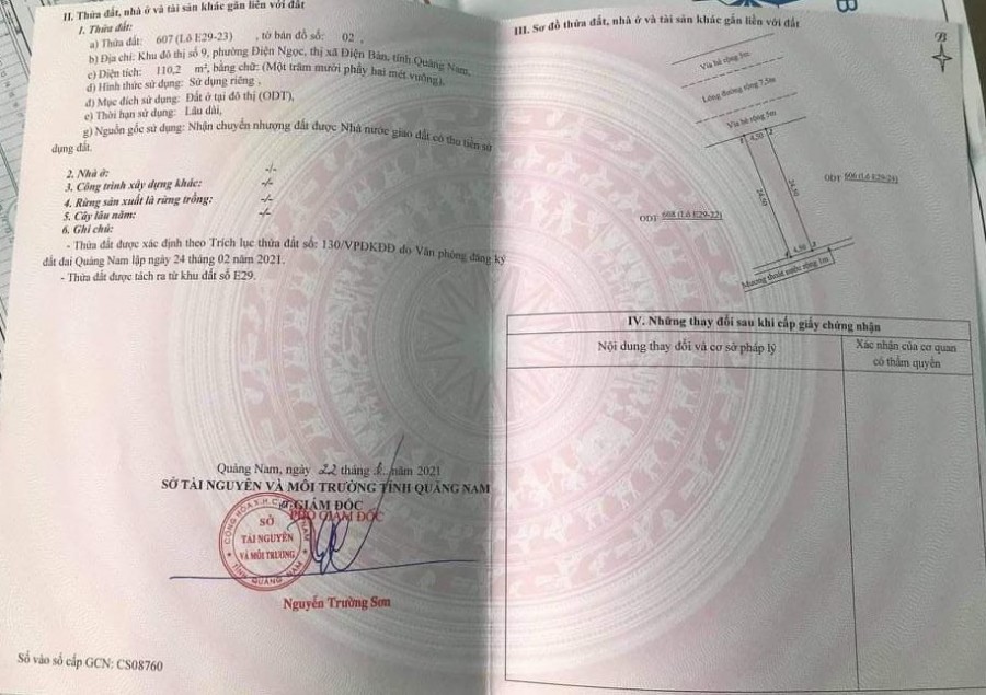 Đất Nền Điện Ngọc Khu Đô Thị Số 9 1 Cặp Liền Kề E47- 22, 23, giá bán 1.4 tỷ