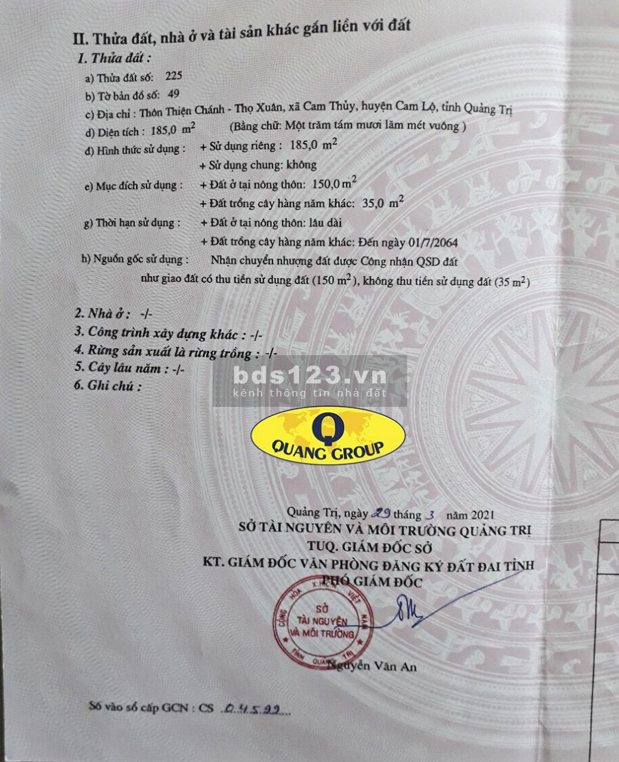 Lô đất đẹp nở hậu cam thuỷ giá đầu tư, đường lớn, sổ chính chủ khu dân cư