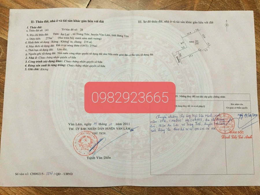 Bán đất An Lạc Trưng Trắc Văn Lâm Hưng Yên gần Khu Công Nghiệp Phố Nối A