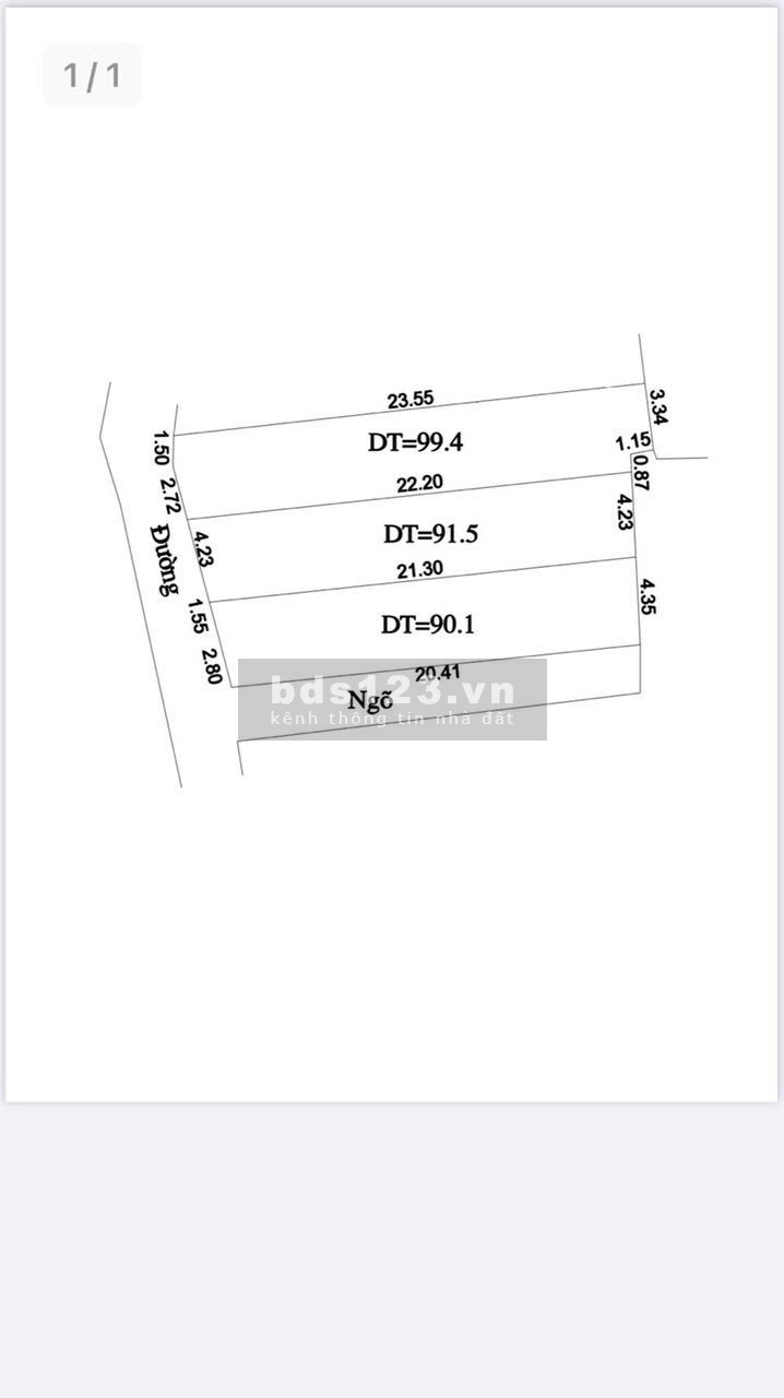 Cần bán đất diện tích sử dụng 91.5m2, giá 900tr, mặt tiền đường lớn, xe tới tận đất