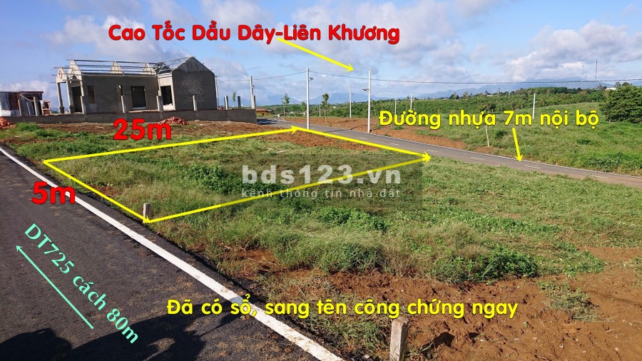 Đất Lộc An, gần chợ cũ Lộc An, diện tích 5x25(100m2Tc) giá bán 470tr