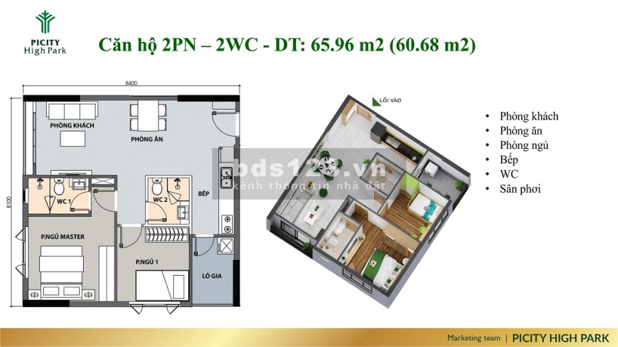 Căn hộ 2PN khu tây Sài Gòn, giá hấp dẫn, ngân hàng cho vay 70% lãi suất 0% 24 tháng