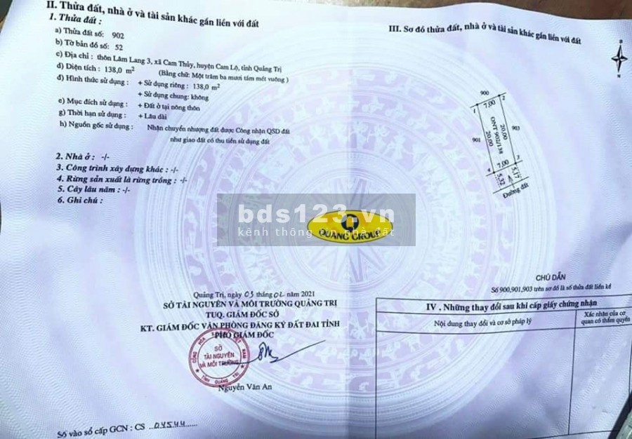 Bán đất chính chủ ngay cạnh Uỷ ban nhân dân Cam Thuỷ, giá chỉ 4xx, tiện ích đủ