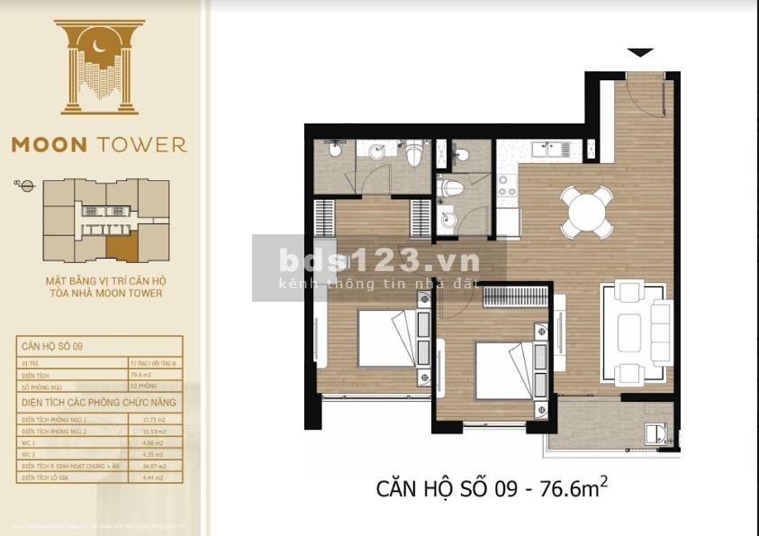 Tây Hồ Residence căn hộ 2PN/77m2 view Hồ Tây giá 3,42 tỷ full nội thất