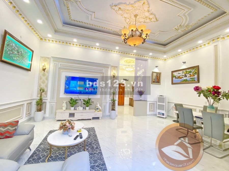 Biệt thự thiết kế theo phong cách Châu Âu, hẻm Huỳnh Tấn Phát, Quận 7, liên hệ 0982349302