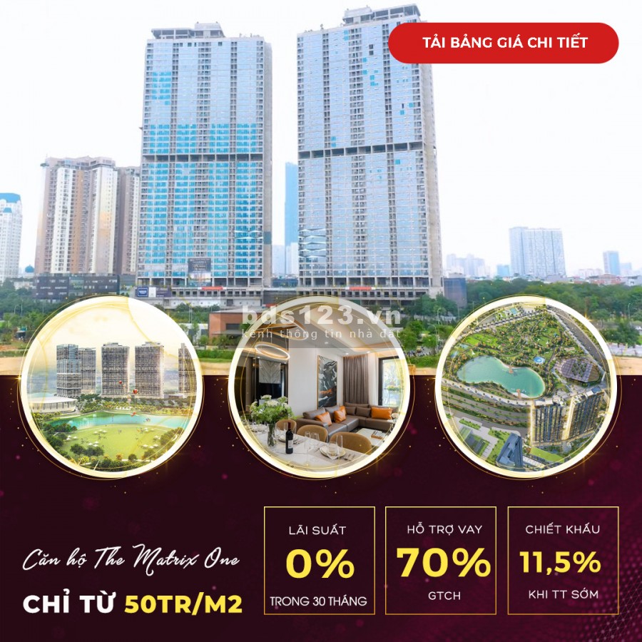 Bán căn hộ cao cấp cc The Matrix One chiết khấu 11.5%, hỗ trợ lãi 0%, lh 0978749966