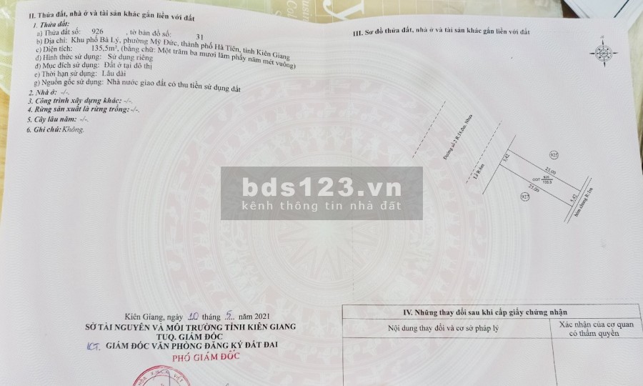 Đất khu dân cư Mỹ Đức, thành phố Hà Tiên, Kiên Giang thích hợp để đầu tư, giá thoả thuận