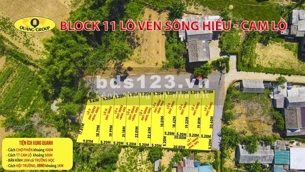 Bán gấp lô 2/block 11 lô view sông Hiếu Cam Hiếu Cam Lộ, Quảng Trị, giá 368 triệu, sổ sẵn