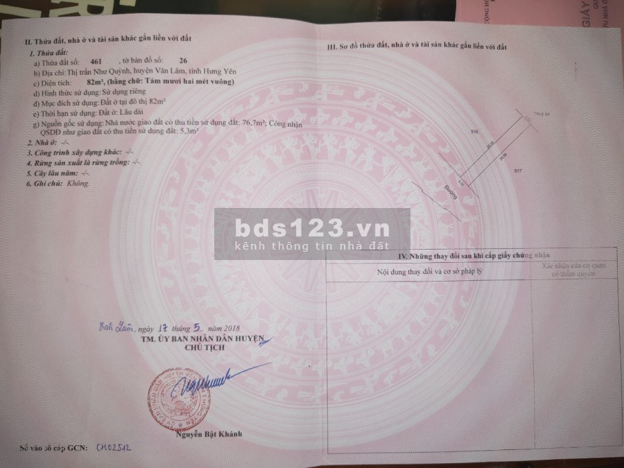 Sản Phẩm Cực Hiếm tại Đường Quốc Lộ 5, Phố Chợ Như Quỳnh giá bán 41 triệu/m2