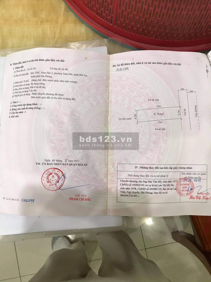 Anh trai cần bán lô đất đối diện vườn hoa TĐC nam hải 3 - tuyến 2 đường bùi viện