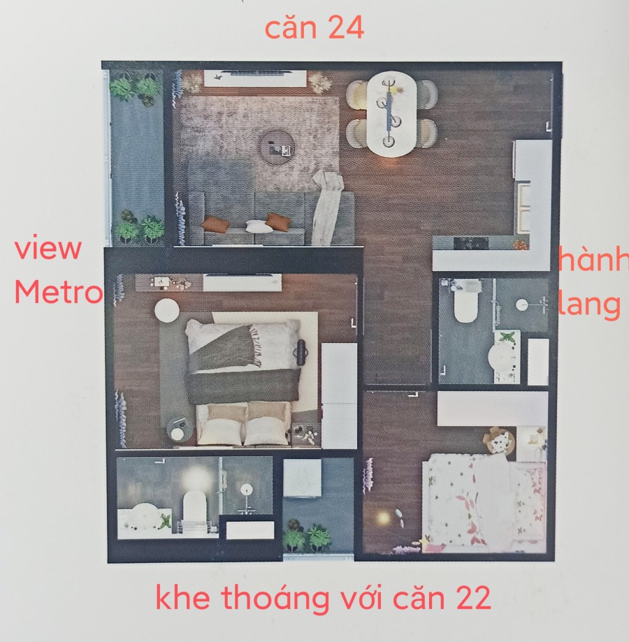 Bán căn hộ 2 ngủ 2 WC số 23 giá 1.529 tỷ chung cư Hoàng Huy Grand