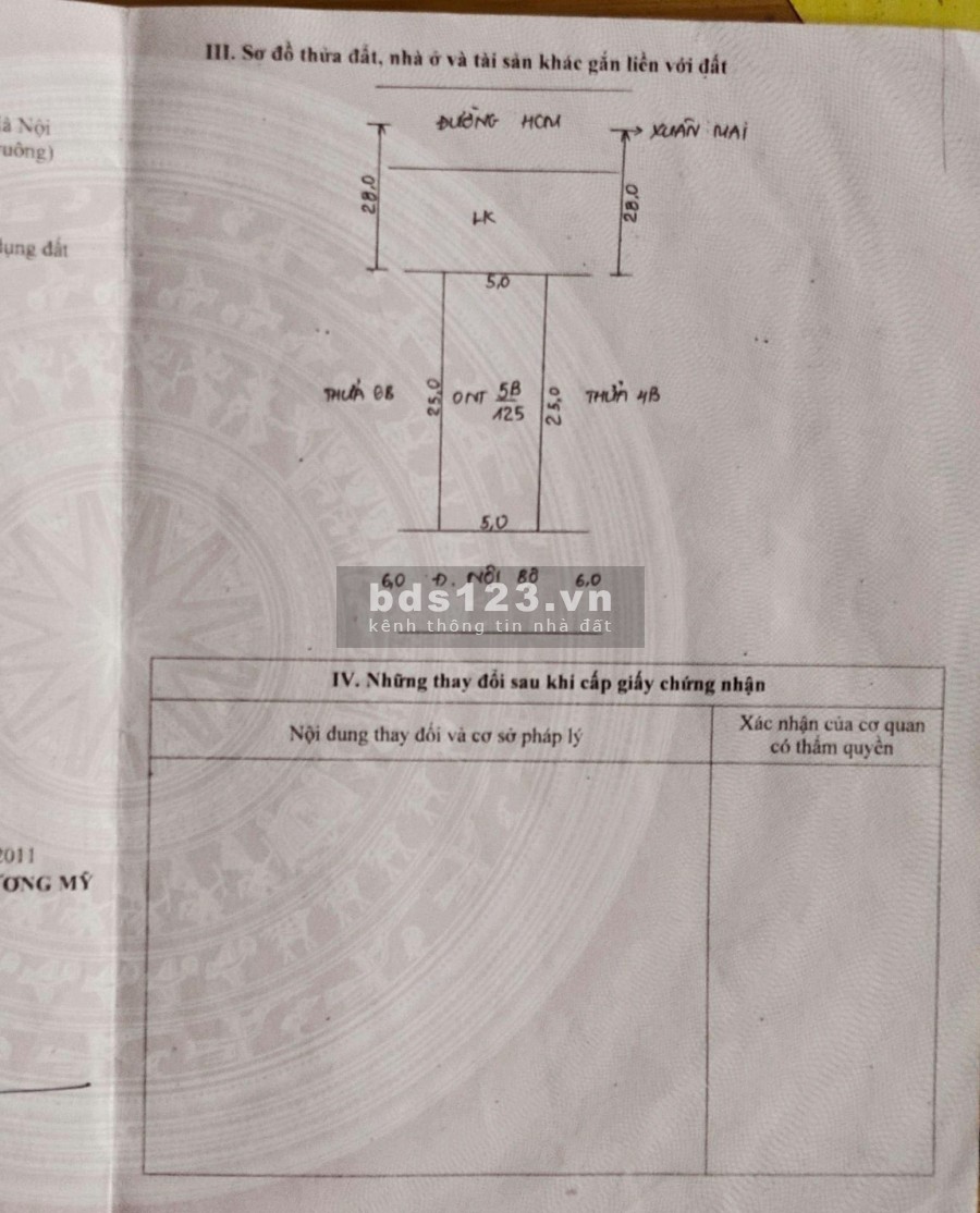 Bán đất mặt đường quốc lộ Hồ Chí Minh, đoạn Xuân Mai…