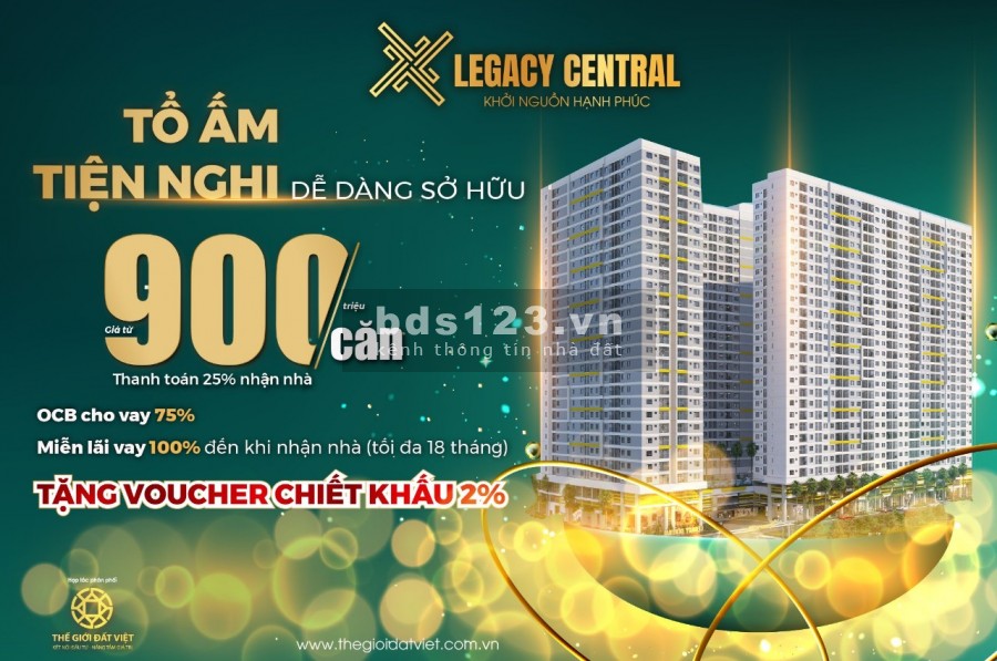 Sở hữu căn hộ Legacy Central thuận An BD chỉ với 225tr, OCB hỗ trợ vay tối đa