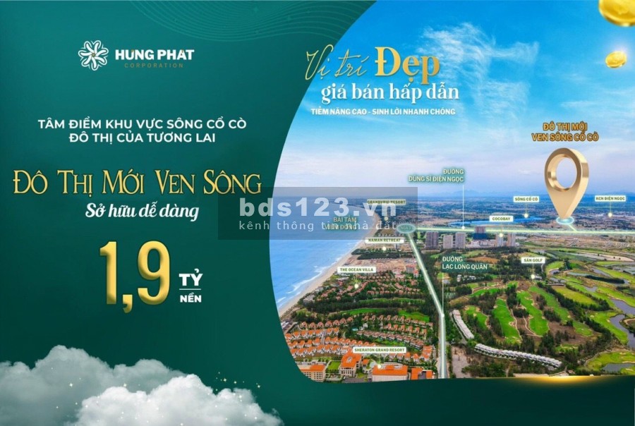 Khu đô thị đẳng cấp ven sông Cổ Cò Nam Đà Nẵng 100% Điện âm hỗ trợ vay với lãi suất 0% trong 18 tháng