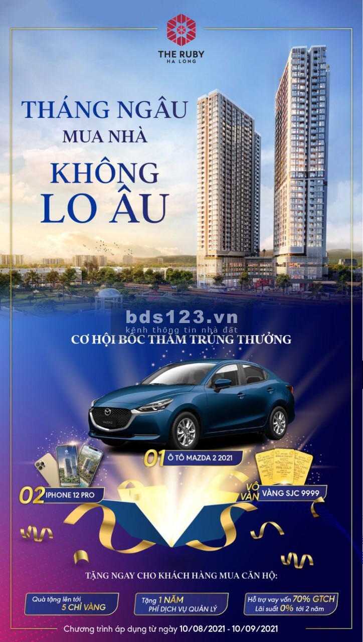 Chung cư cao cấp the RuBy Hạ Long, hỗ trợ vay vốn 70% GTCH, lãi suất 0% tới 2 năm