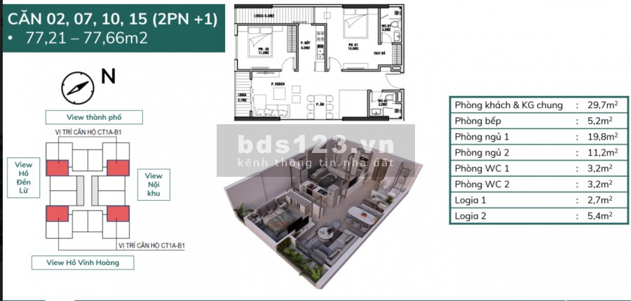 Chỉ hơn 2,77 tỷ sở hữu căn hộ 2 PN sở hữu căn hộ cao cập tại trung tâm quận Hoàng Mai
